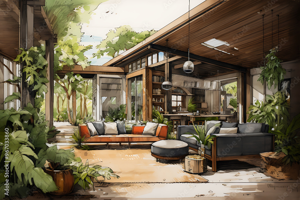 Naklejka premium Close up of chess board table or picnic table in park. Empty wooden table with chairs in summer park.