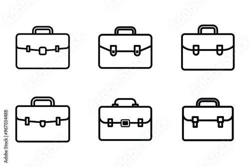 Vector style briefcase icon bundle set design