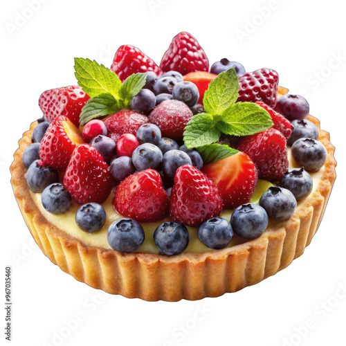 Tart with berries isolated on transparent background