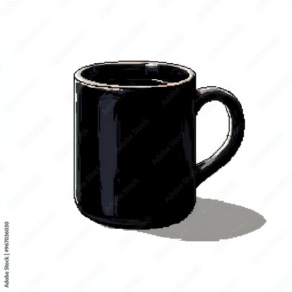 Minimalist Pixel Art Coffee Mug on Clean White Backdrop Minimalist Pixel Art Coffee Mug on Clean White Backdrop