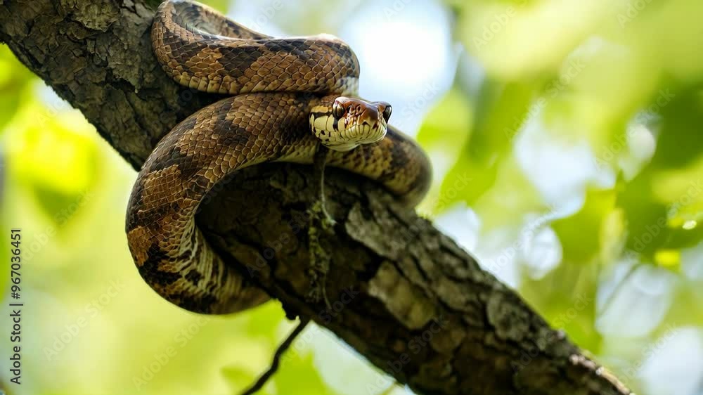 Snake Coiled On A Tree Branch Snake Coiled On A Tree Branch