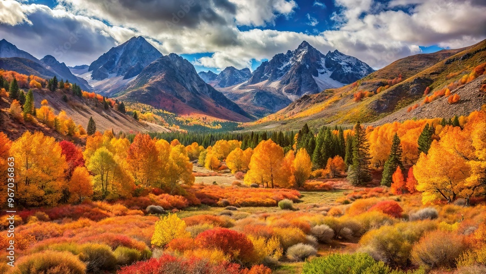 Fototapeta premium Vibrant autumn valley in Sierra Nevada mountains