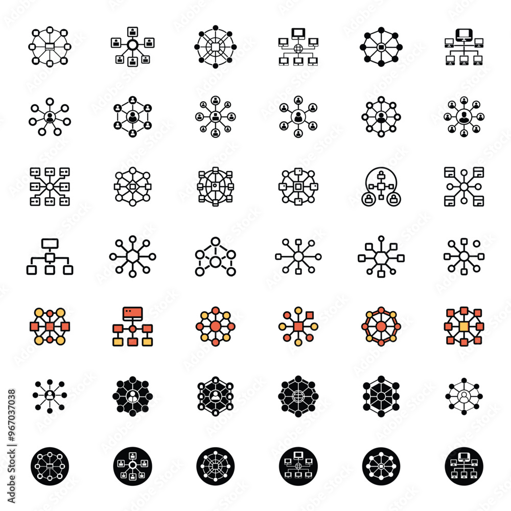 Vector style network icon bundle set with creative shape Vector style network icon bundle set with creative shape