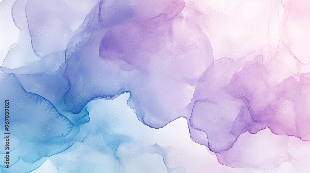 Beautiful abstract background featuring smooth watercolor textures in soft purple and blue tones, perfect for branding or design.