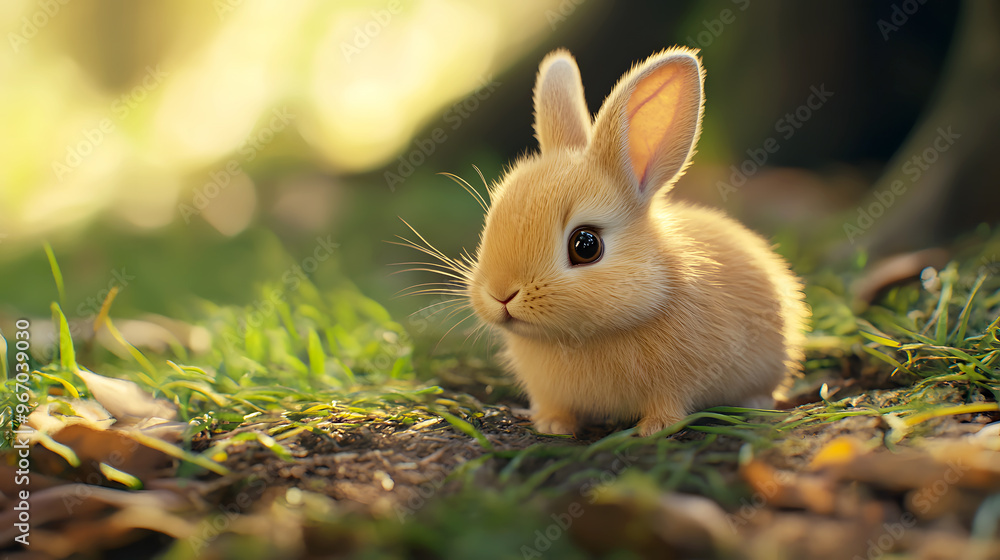 baby bunny with big round eyes, sitting adorably on a patch of grass, its tiny nose twitching in curiosity baby bunny with big round eyes, sitting adorably on a patch of grass, its tiny nose twitching in curiosity