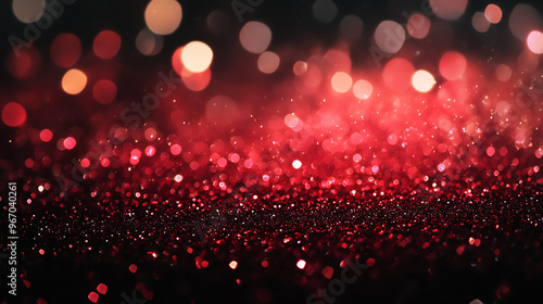 This close-up photo showcases a vibrant red glitter background shining brightly.