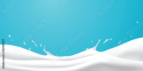 Abstract wave milk on blue background, vector illustration and design.
