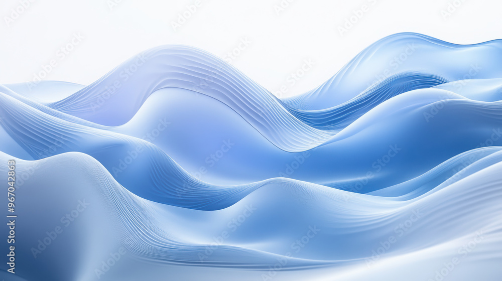 Fototapeta premium Abstract wave patterns on white background baby blue wavy texture