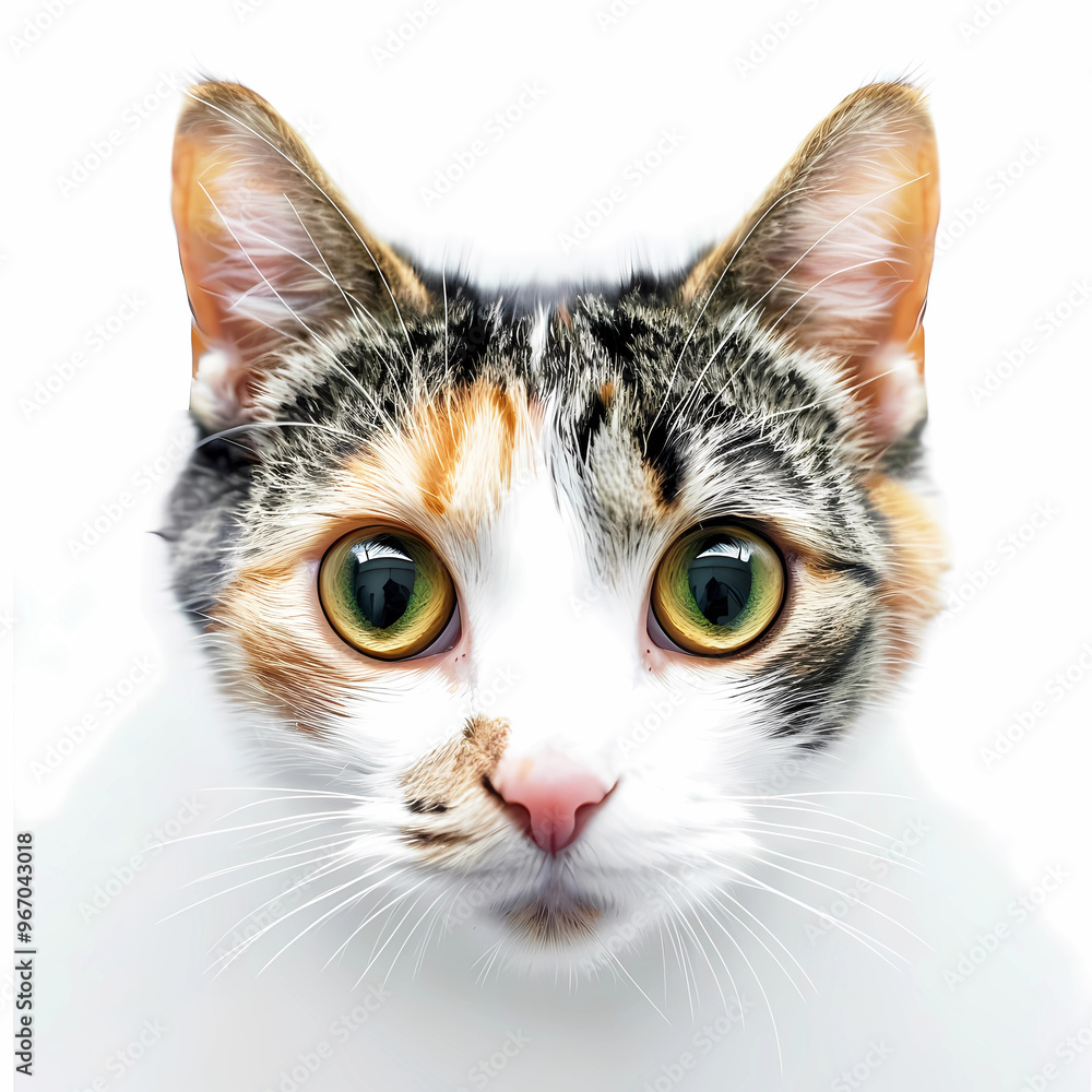 Fototapeta premium Cat Portrait Isolated On White Background. Generative AI.