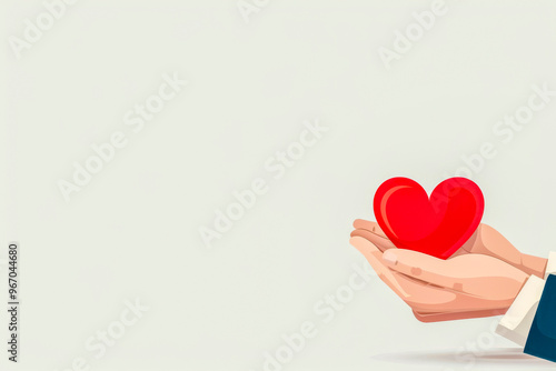 Wallpaper Mural Cartoon Hands Offering Red Heart Symbol on Neutral Background Torontodigital.ca