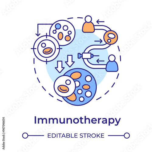 Immunotherapy multi color concept icon. Cancer treatment. Immune system booster. Anticancer vaccine. Round shape line illustration. Abstract idea. Graphic design. Easy to use in article