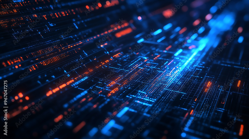 A close-up shot of colorful optical fibers illuminating a complex network of data pathways, creating a vibrant digital landscape A close-up shot of colorful optical fibers illuminating a complex network of data pathways, creating a vibrant digital landscape
