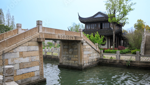 Wallpaper Mural chinese traditional bridge and house Torontodigital.ca