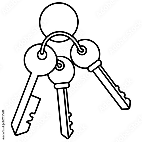keys outline coloring book page line art illustration digital drawing