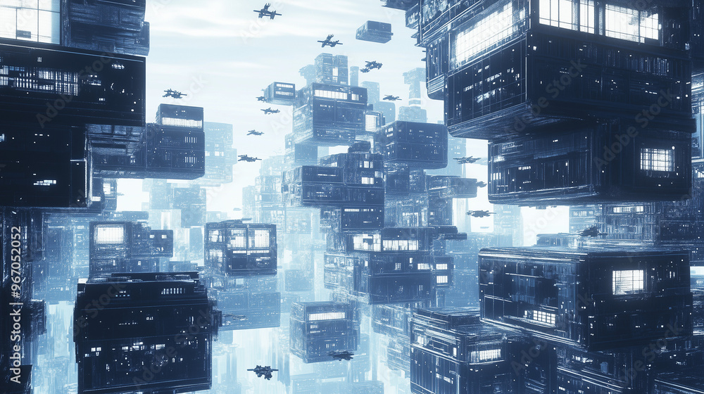 AI-Controlled Drone Swarm Constructing Modular Buildings in a Futuristic City AI-Controlled Drone Swarm Constructing Modular Buildings in a Futuristic City