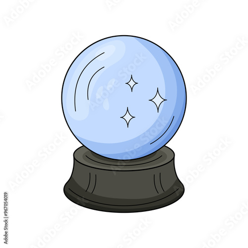 Mystical Crystal Ball for Fortune Telling and insightful Predictions. Isolated Vector illustration Theme magic, Halloween, esotericism.