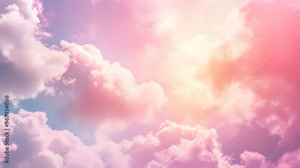 A soft, pastel sky with fluffy clouds in pink, purple, and blue. A soft, pastel sky with fluffy clouds in pink, purple, and blue.
