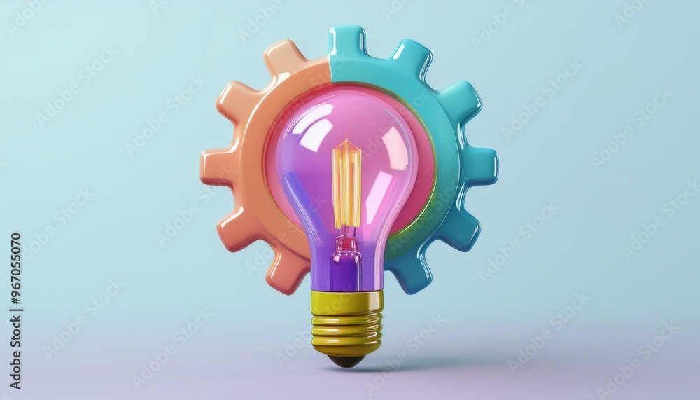 A creative design featuring a colorful light bulb inside a gear, symbolizing innovation and ideas in a modern digital world. A creative design featuring a colorful light bulb inside a gear, symbolizing innovation and ideas in a modern digital world.