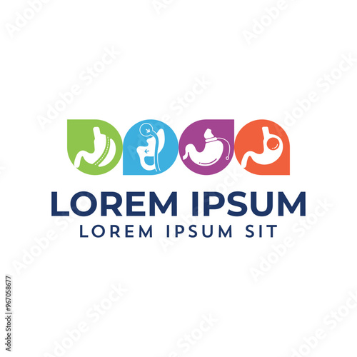 Adjustable Gastric Band, Roux-en-Y Gastric Bypass, Gastric Balloon, Laparoscopic Sleeve Gastrectomy, Weight Loss Surgery vector Illustration logo icon