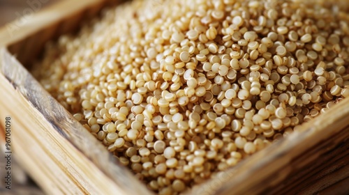 Quinoa: Nutrient-dense quinoa with a nutty flavor and fluffy texture, packed with protein and fiber. Ideal for salads or as a healthy side dish.
 photo