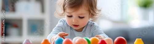 Toddler Focused on Sorting ...