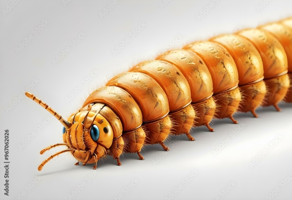 Closeup shot of a caterpillar on a nutritional plant or Colour Backgrounds Closeup shot of a caterpillar on a nutritional plant or Colour Backgrounds