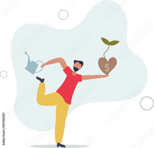 Dividend investment, prosperity and economic growth or saving and business profit concept.flat design with people.
