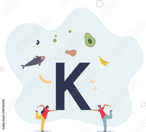 Potassium in food as natural mineral source for health.Healthy eating with organic nutrients and vitamins.