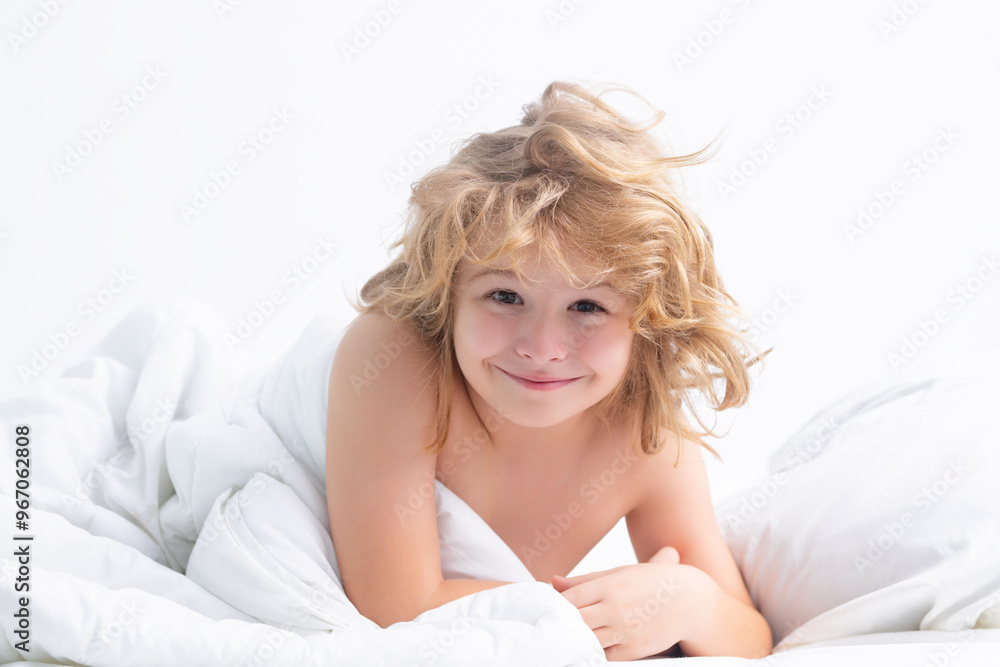 Good morning. Child wakes up from sleep in bed. Kid wakes up in the morning in the bedroom. Good morning. Child wakes up from sleep in bed. Kid wakes up in the morning in the bedroom.