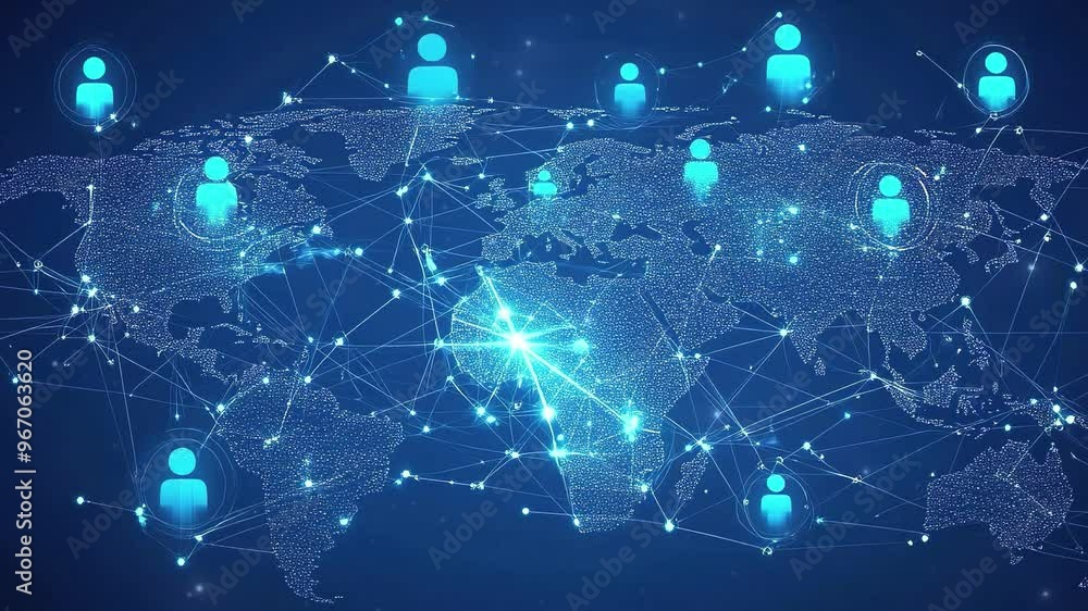 a world map with social network connections. Global business connection or digital technology network concept. Business technology. Social media connection. Global Communications a world map with social network connections. Global business connection or digital technology network concept. Business technology. Social media connection. Global Communications