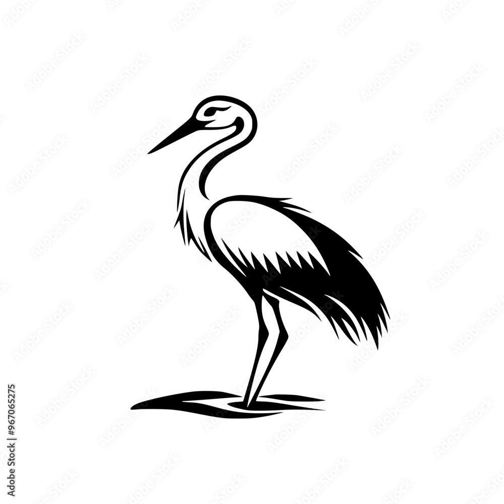Minimalist heron bird silhouette illustration, A black-and-white minimalist illustration of a heron standing gracefully, showcasing elegance and nature in a simple, clean design.
Minimalist heron bird silhouette illustration, A black-and-white minimalist illustration of a heron standing gracefully, showcasing elegance and nature in a simple, clean design.