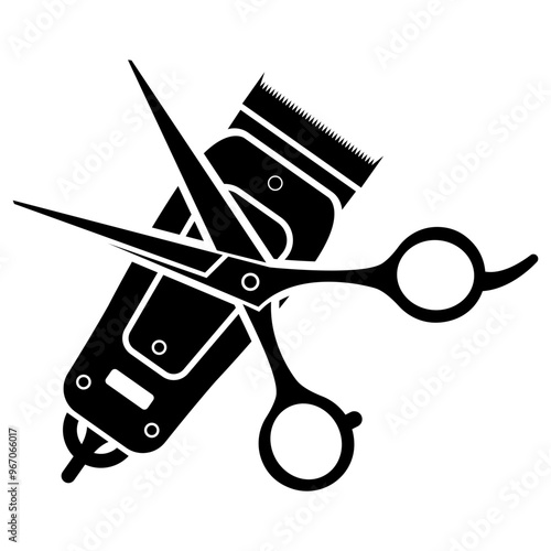 Battery barber haircut, barber accessory, Hair Clipper silhouette vector isolated on white background
