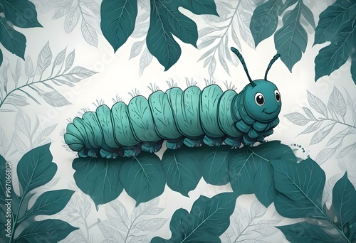 Closeup shot of a caterpillar on a nutritional plant or Colour Backgrounds