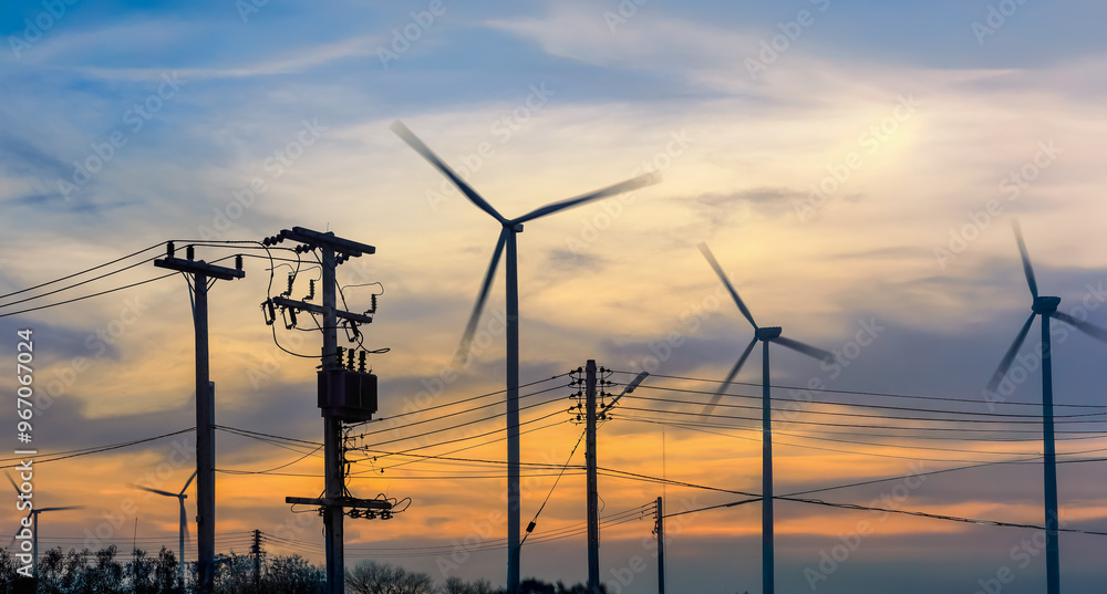 Obraz premium Farm wind power mills ,thailand.