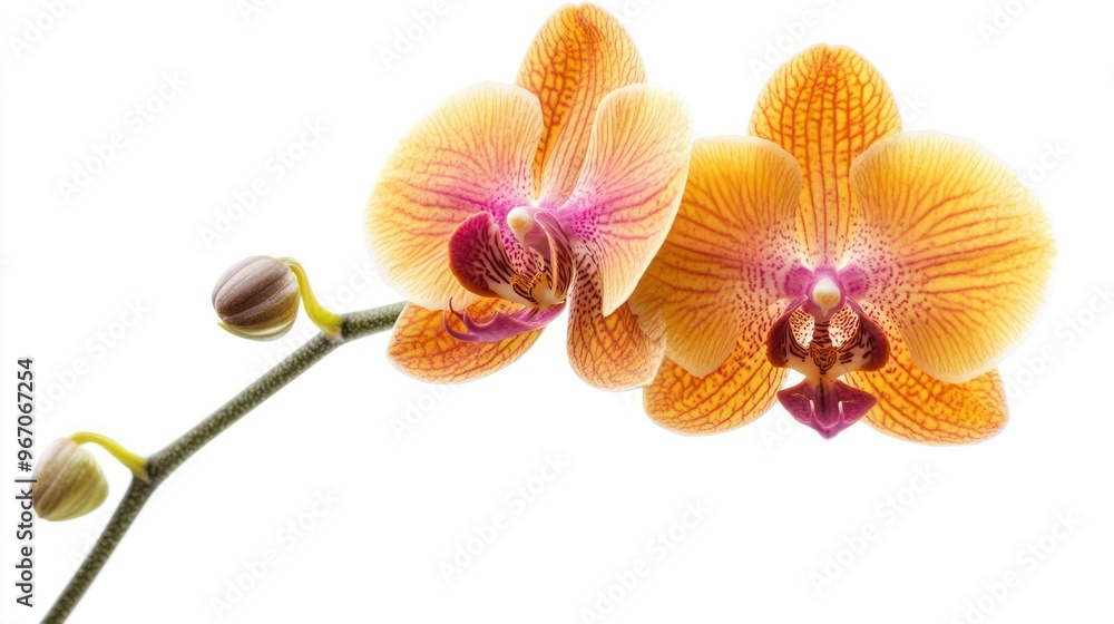 Two Yellow and Pink Orchids with Bud Two Yellow and Pink Orchids with Bud