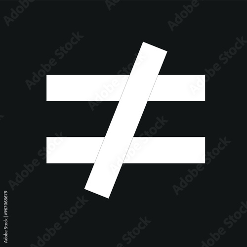 Not equal sign symbol in mathematics. Math symbols. Scientific resources for teachers and students. Doodle handwriting concept.