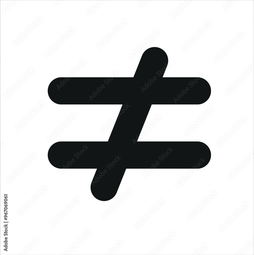Not equal sign symbol in mathematics. Math symbols. Scientific resources for teachers and students. Doodle handwriting concept. Not equal sign symbol in mathematics. Math symbols. Scientific resources for teachers and students. Doodle handwriting concept.