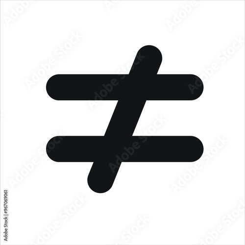 Not equal sign symbol in mathematics. Math symbols. Scientific resources for teachers and students. Doodle handwriting concept.