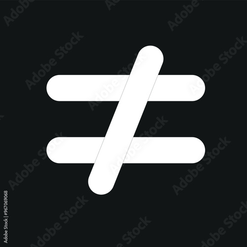 Not equal sign symbol in mathematics. Math symbols. Scientific resources for teachers and students. Doodle handwriting concept.