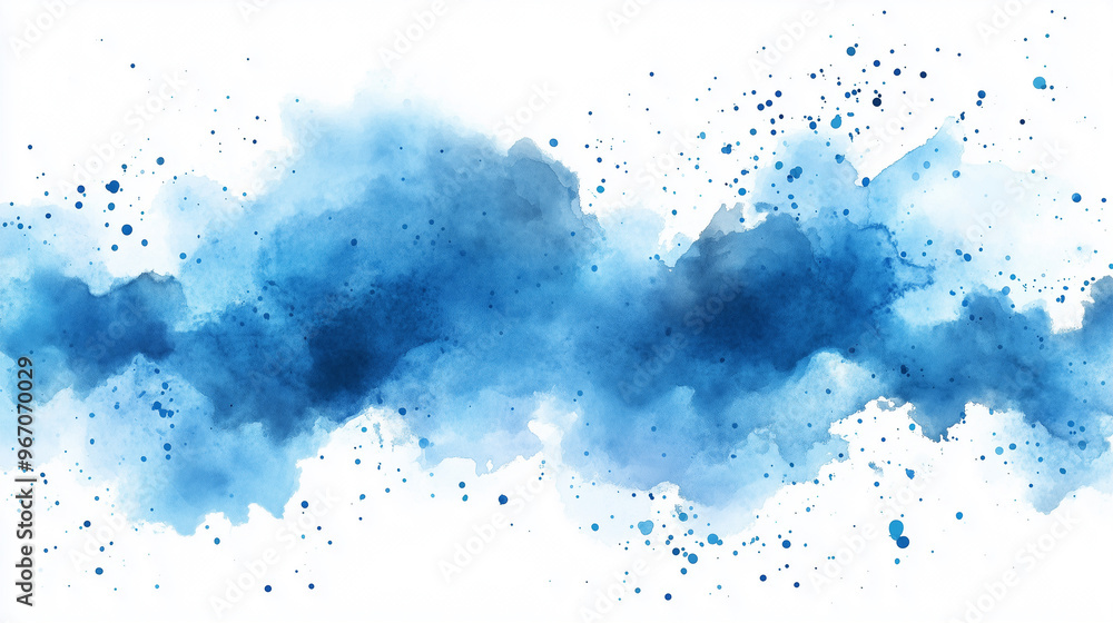 Blue watercolor big blot spread to the light background Blue watercolor big blot spread to the light background