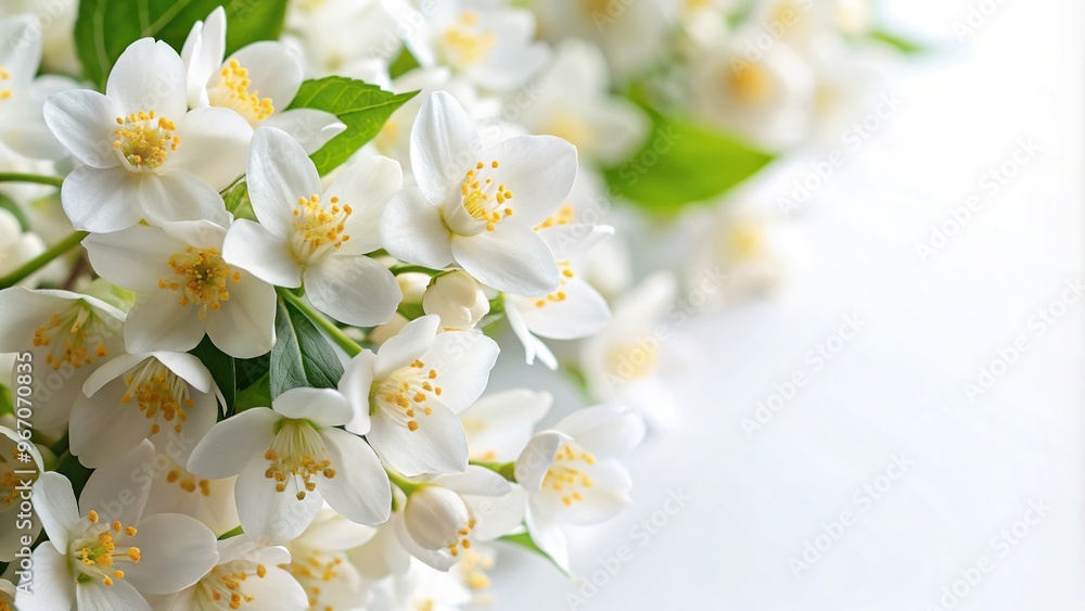 White background wallpaper adorned with delicate jasmine flowers perfect for Mother's Day White background wallpaper adorned with delicate jasmine flowers perfect for Mother's Day