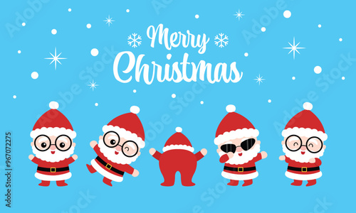 Cute Santa Claus dancing and making dab moves, dabbing. Christmas party illustration