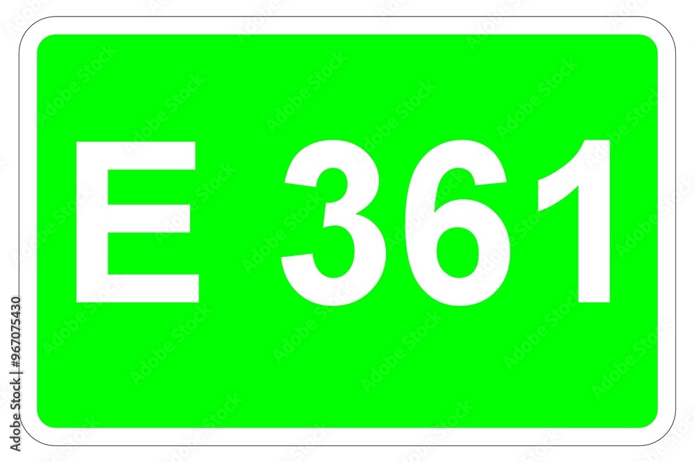 Illustration eines Europastraßenschildes der E 361 in Europa Illustration eines Europastraßenschildes der E 361 in Europa