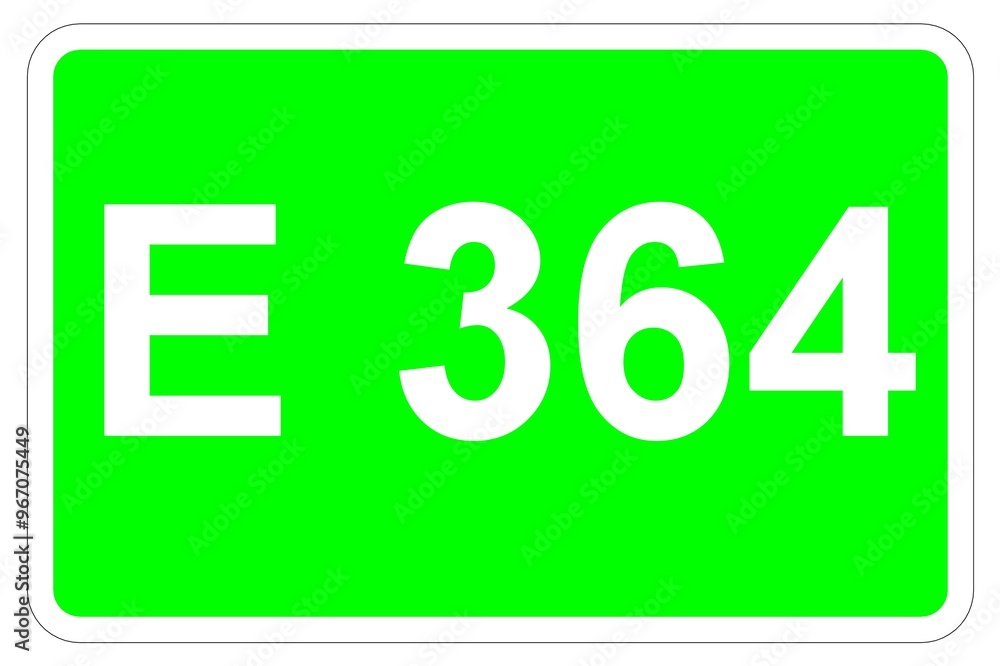 Illustration eines Europastraßenschildes der E 364 in Europa