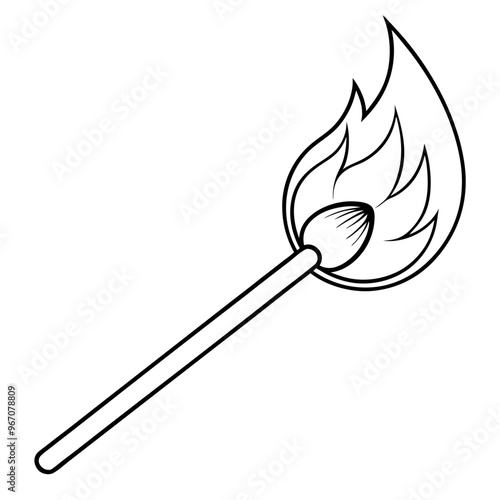 match outline coloring book page line art illustration digital drawing