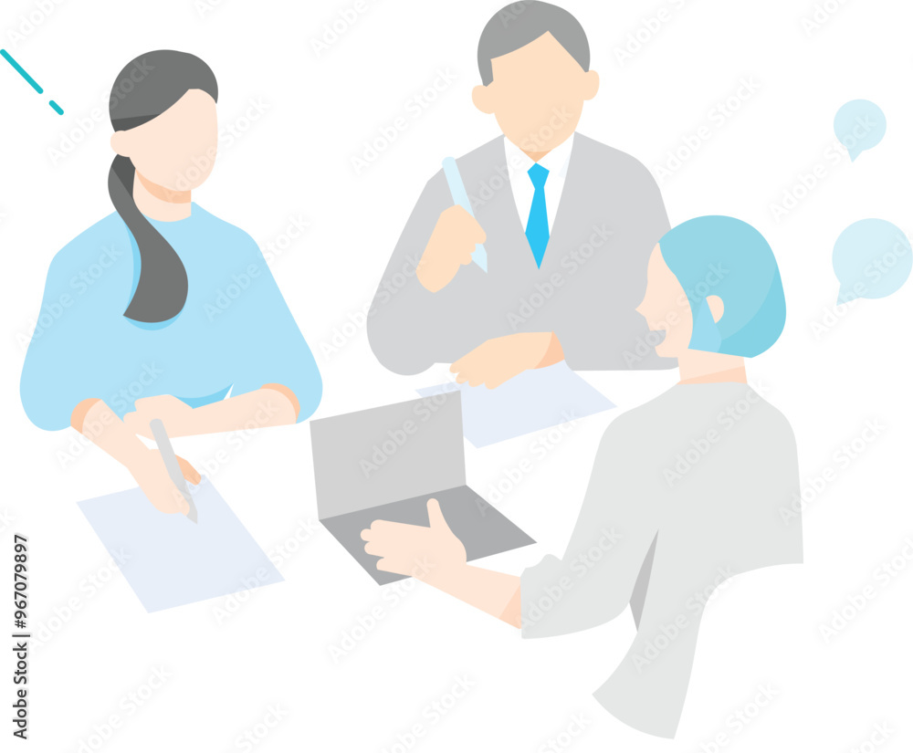 Illustration of a team of business people meeting in an office -vector illustration Illustration of a team of business people meeting in an office -vector illustration