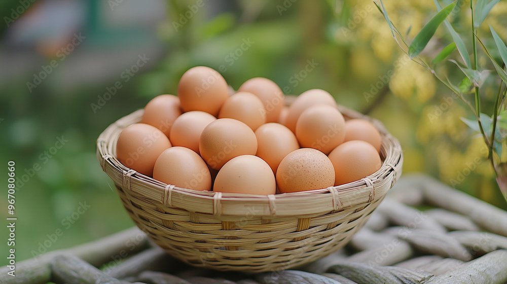 Eggs in bamboo basket Eggs in bamboo basket