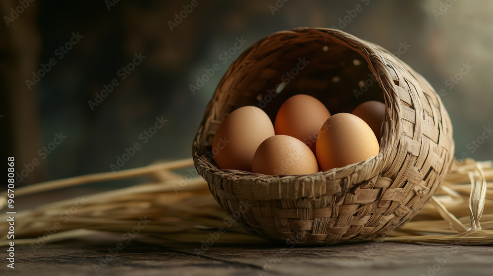 Eggs in bamboo basket Eggs in bamboo basket