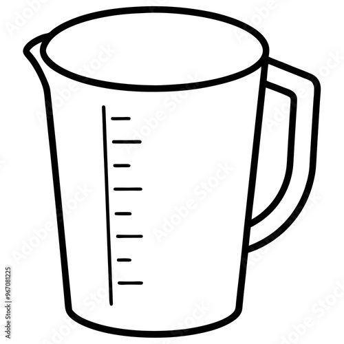 measuring cup outline coloring book page line art illustration digital drawing