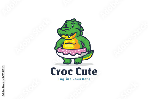 Croc Cute Design Concept Illustration Vector Template